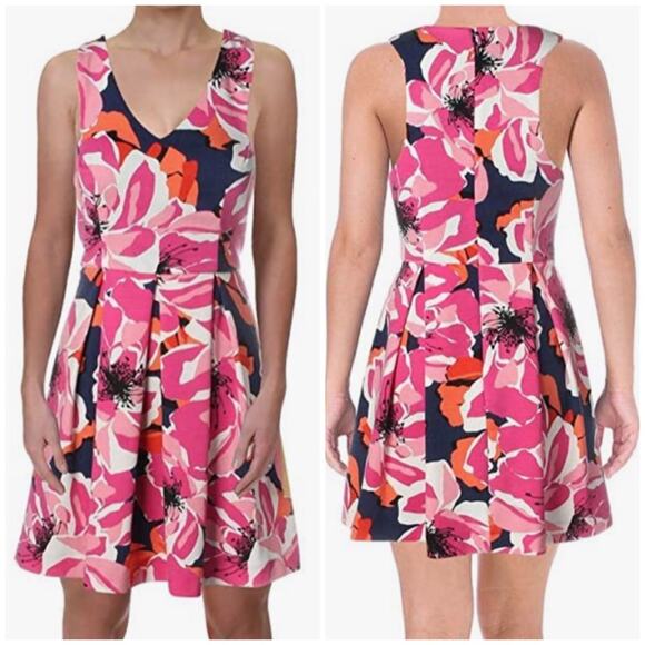 Trina Turk NWT Marcia 2 Floral Fit & Flare Dress Size 10 Sleeveless V-Neck - Picture 1 of 11